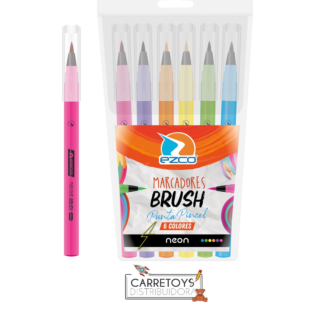 marcador-brush-neon-x-6-punta-pincel-ezco