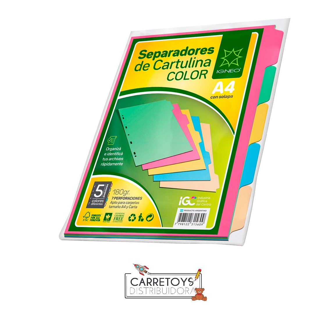 separadores-a4-cartulina-color-x5-igneo